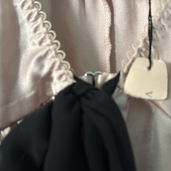 Victoria’s Secret Chemise lingerie slip dress Womens L black bow pink baby doll - Picture 5 of 7